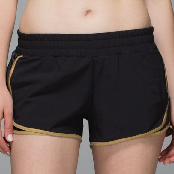 Lululemon Super Squad shorts. Black and gold. Size 6. Built in liner. - Picture 2 of 12